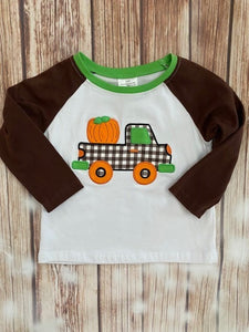 Boy's Truck With Pumpkin Raglan