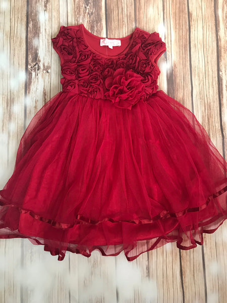 Red Rosette Lace Dress